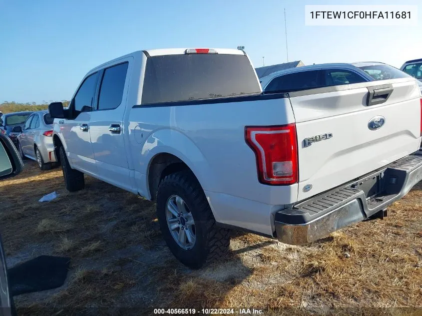 2017 Ford F-150 Xlt VIN: 1FTEW1CF0HFA11681 Lot: 40566519