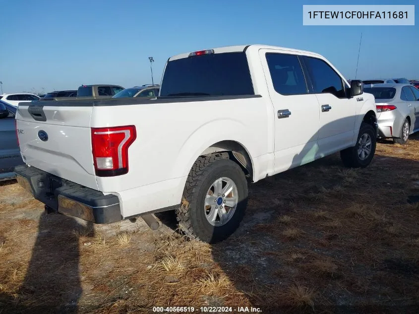 2017 Ford F-150 Xlt VIN: 1FTEW1CF0HFA11681 Lot: 40566519