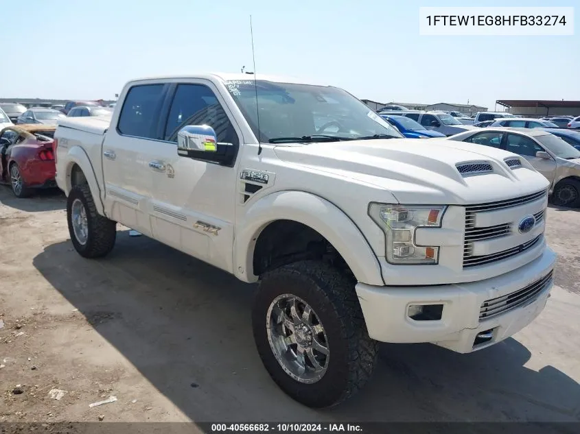 2017 Ford F-150 Platinum VIN: 1FTEW1EG8HFB33274 Lot: 40566682