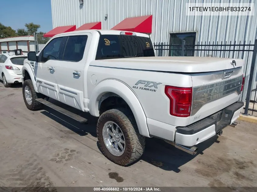 2017 Ford F-150 Platinum VIN: 1FTEW1EG8HFB33274 Lot: 40566682