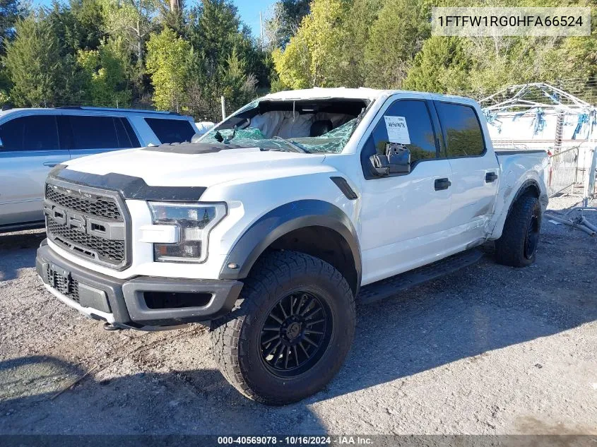 2017 Ford F-150 Raptor VIN: 1FTFW1RG0HFA66524 Lot: 40569078