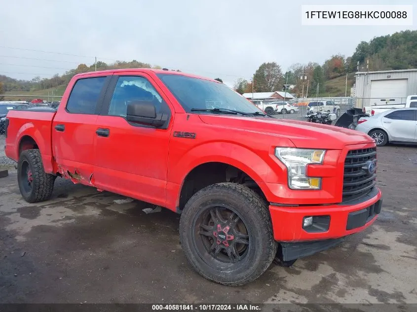 2017 Ford F150 Supercrew VIN: 1FTEW1EG8HKC00088 Lot: 40581841