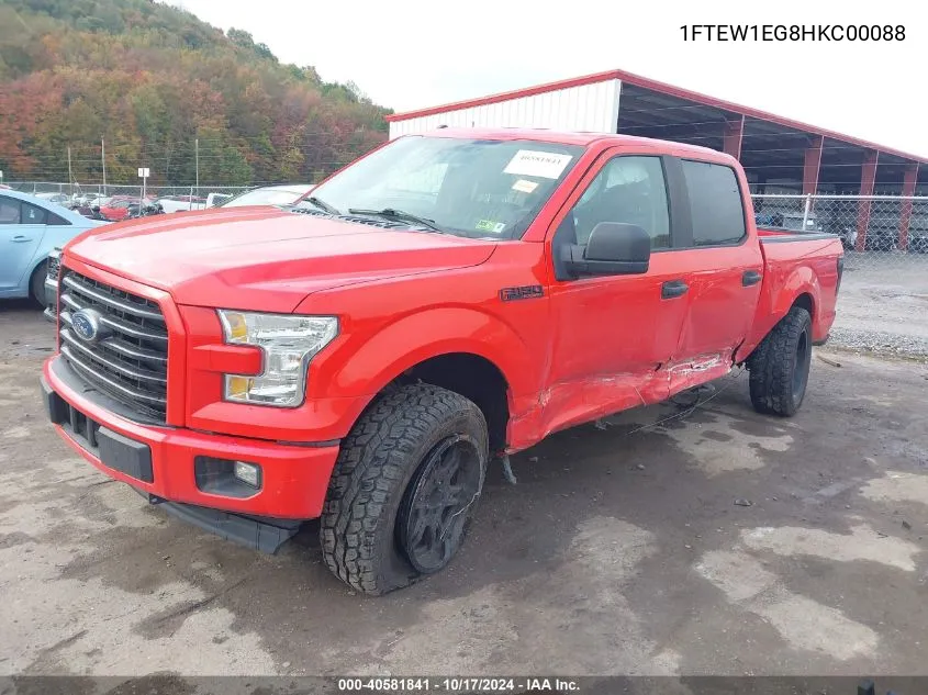 2017 Ford F150 Supercrew VIN: 1FTEW1EG8HKC00088 Lot: 40581841