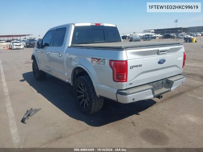 2017 Ford F-150 Lariat VIN: 1FTEW1EG2HKC99619 Lot: 40603409