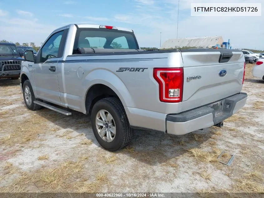 2017 Ford F-150 Xl VIN: 1FTMF1C82HKD51726 Lot: 40622960