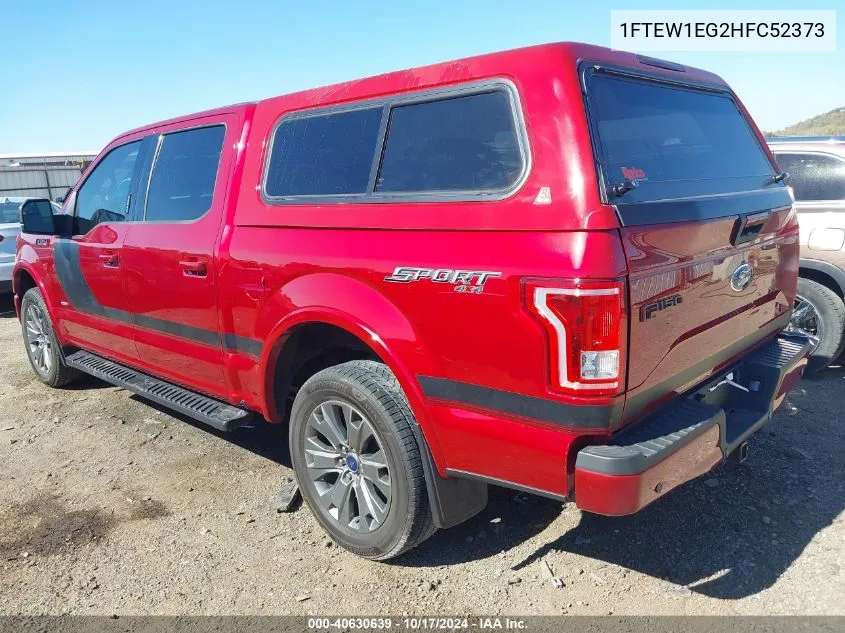 2017 Ford F150 Supercrew VIN: 1FTEW1EG2HFC52373 Lot: 40630639