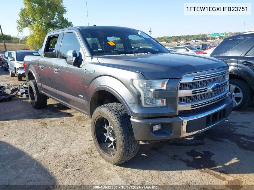 2017 Ford F-150 Platinum VIN: 1FTEW1EGXHFB23751 Lot: 40632331