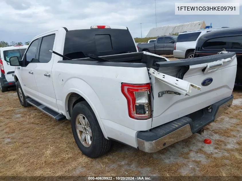 2017 Ford F-150 Supercrew VIN: 1FTEW1CG3HKE09791 Lot: 40639922