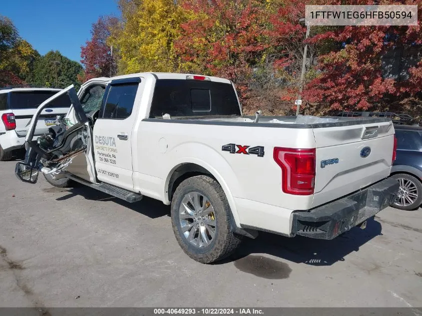 2017 Ford F-150 Lariat VIN: 1FTFW1EG6HFB50594 Lot: 40649293