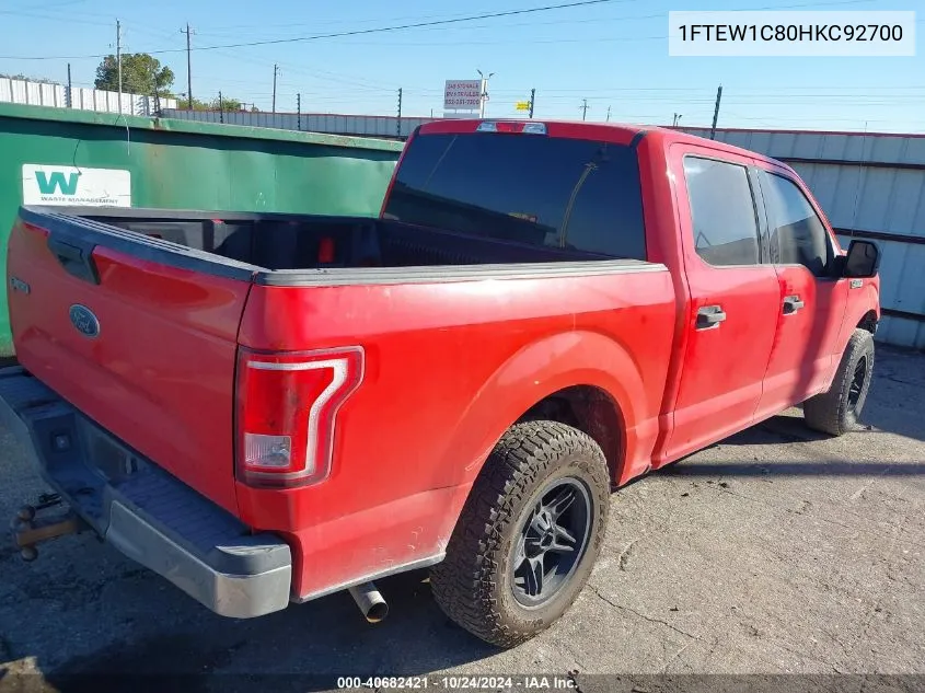 2017 Ford F-150 Xlt VIN: 1FTEW1C80HKC92700 Lot: 40682421