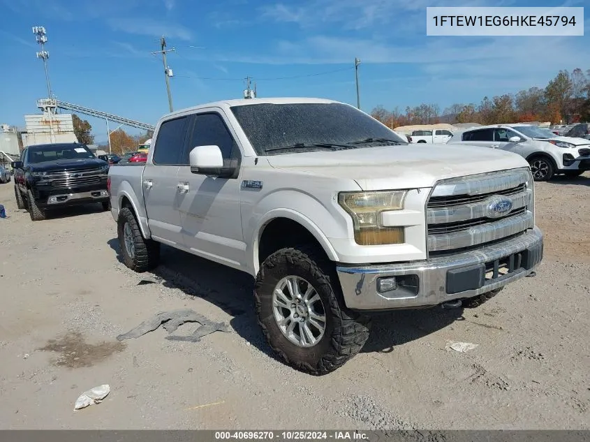 2017 Ford F-150 Lariat VIN: 1FTEW1EG6HKE45794 Lot: 40696270