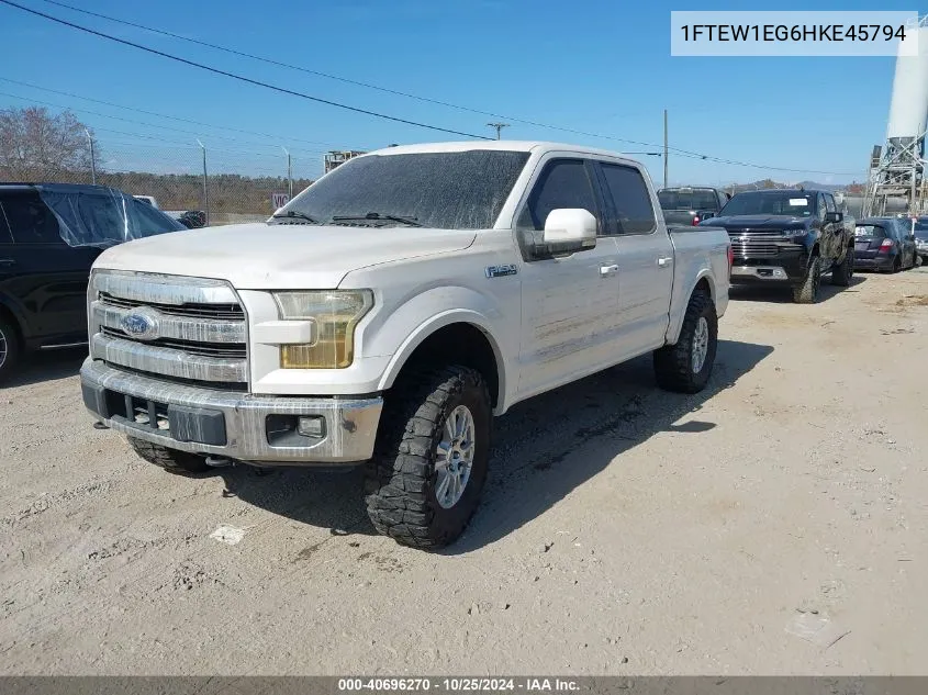 2017 Ford F-150 Lariat VIN: 1FTEW1EG6HKE45794 Lot: 40696270