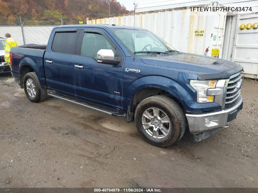 2017 Ford F-150 Xlt VIN: 1FTEW1EP7HFC43474 Lot: 40704979