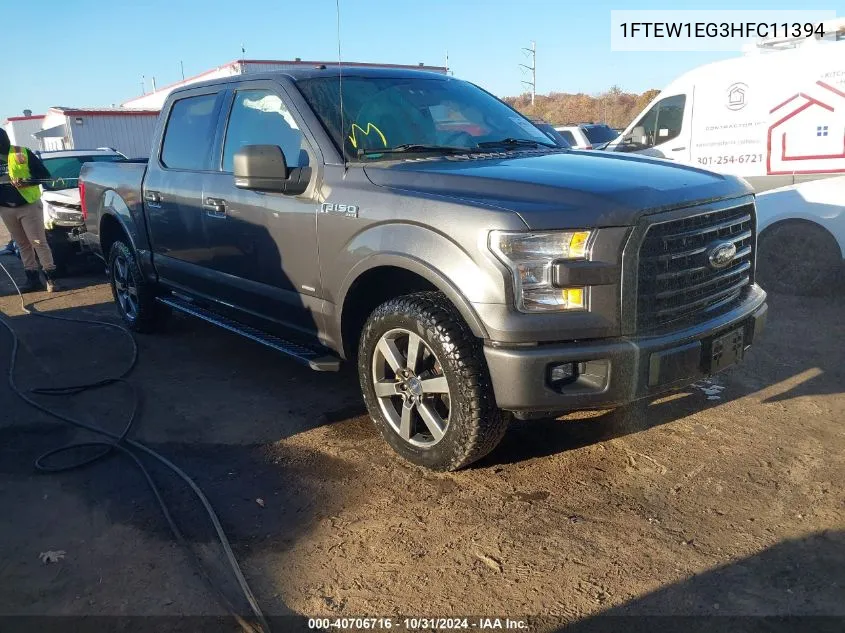 2017 Ford F150 Supercrew VIN: 1FTEW1EG3HFC11394 Lot: 40706716