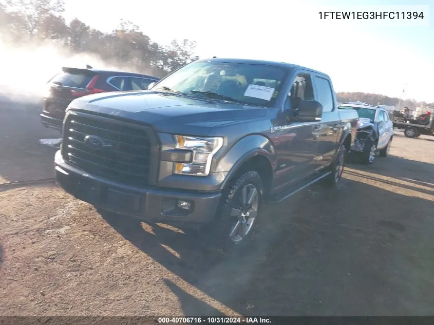 2017 Ford F150 Supercrew VIN: 1FTEW1EG3HFC11394 Lot: 40706716