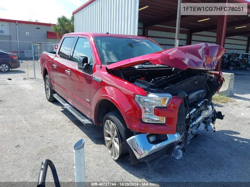 2017 Ford F-150 Lariat VIN: 1FTEW1CG7HFC78051 Lot: 40727744