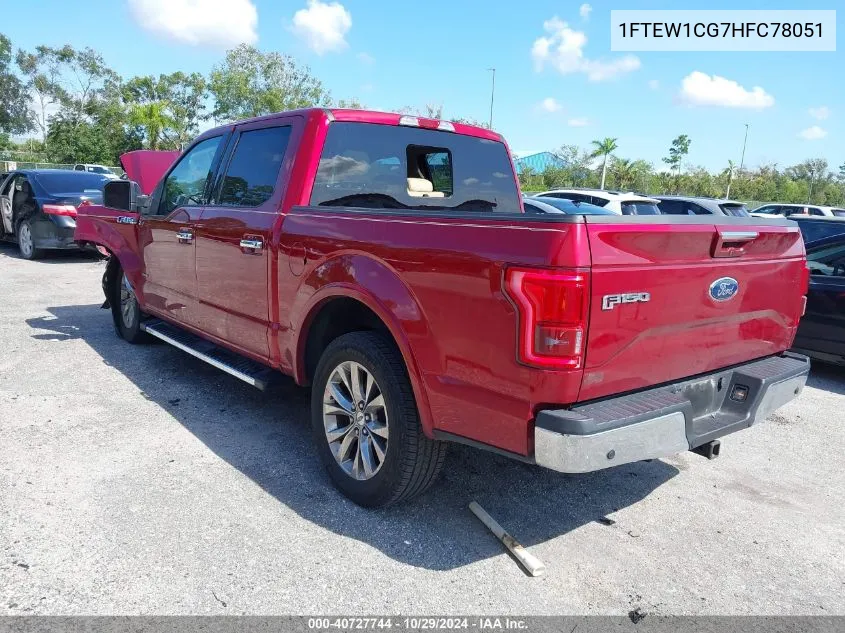 2017 Ford F-150 Lariat VIN: 1FTEW1CG7HFC78051 Lot: 40727744