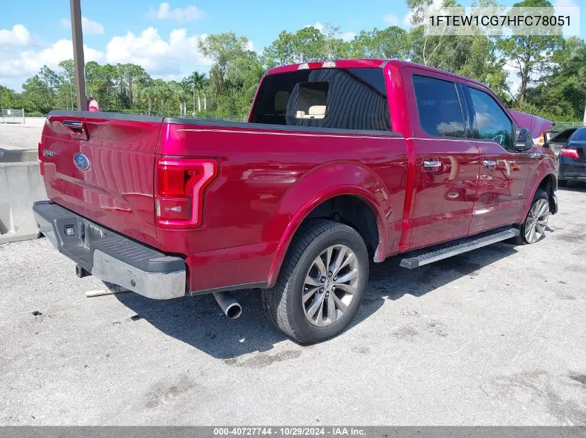 2017 Ford F-150 Lariat VIN: 1FTEW1CG7HFC78051 Lot: 40727744