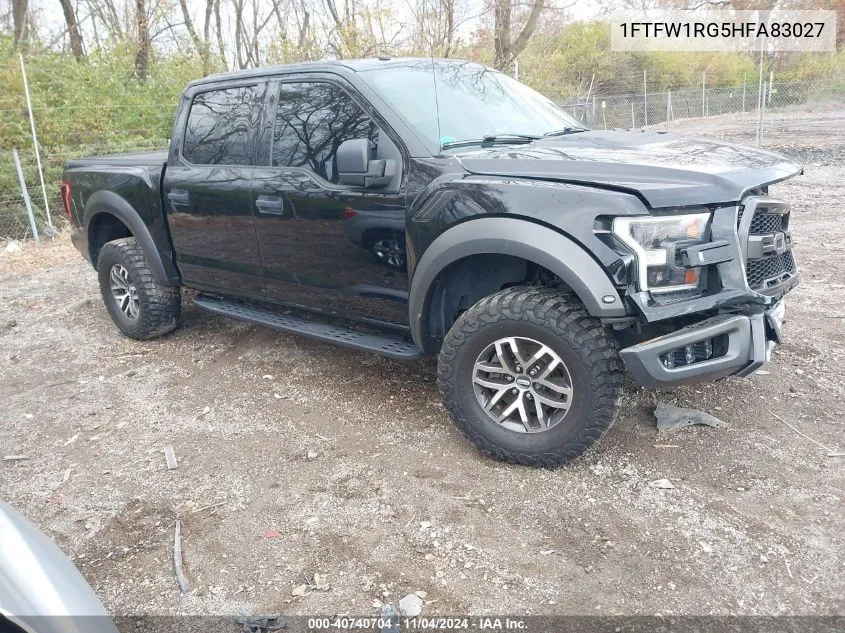 2017 Ford F-150 Raptor VIN: 1FTFW1RG5HFA83027 Lot: 40740704