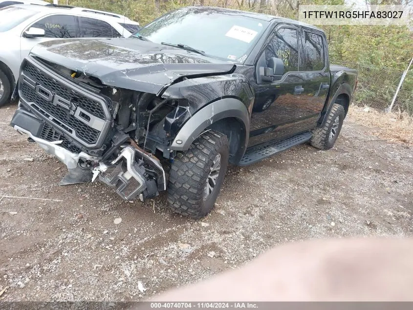 2017 Ford F-150 Raptor VIN: 1FTFW1RG5HFA83027 Lot: 40740704