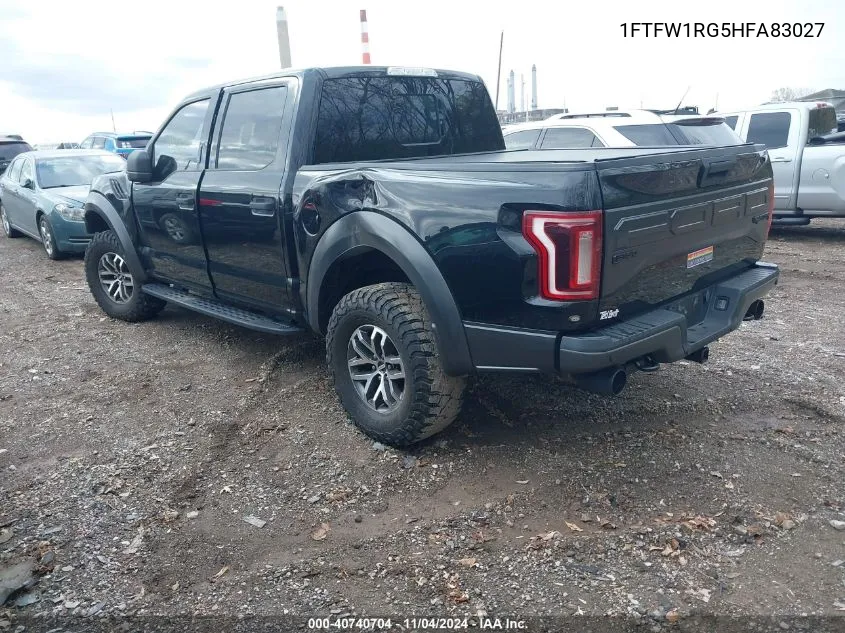 2017 Ford F-150 Raptor VIN: 1FTFW1RG5HFA83027 Lot: 40740704