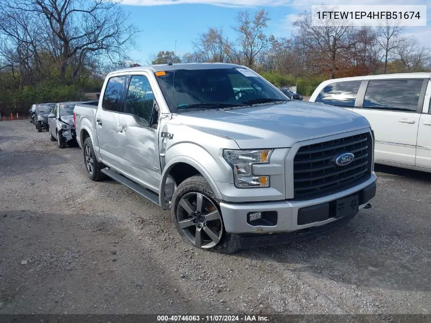 2017 Ford F-150 Xlt VIN: 1FTEW1EP4HFB51674 Lot: 40746063