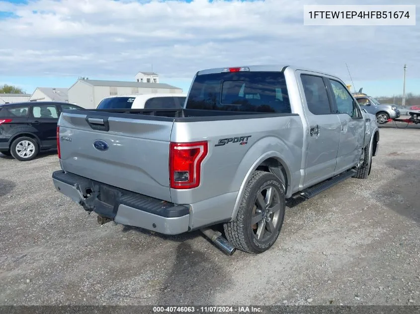 2017 Ford F-150 Xlt VIN: 1FTEW1EP4HFB51674 Lot: 40746063