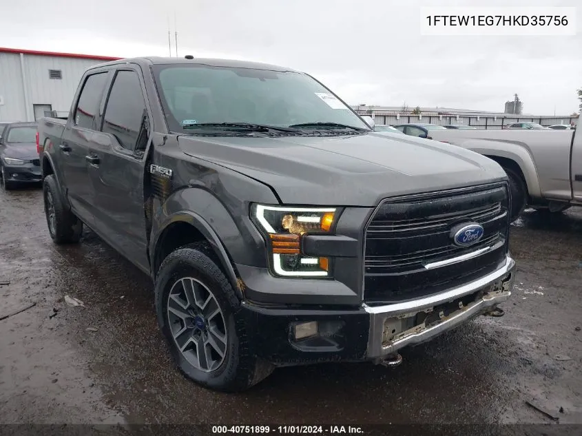 2017 Ford F-150 Lariat VIN: 1FTEW1EG7HKD35756 Lot: 40751899