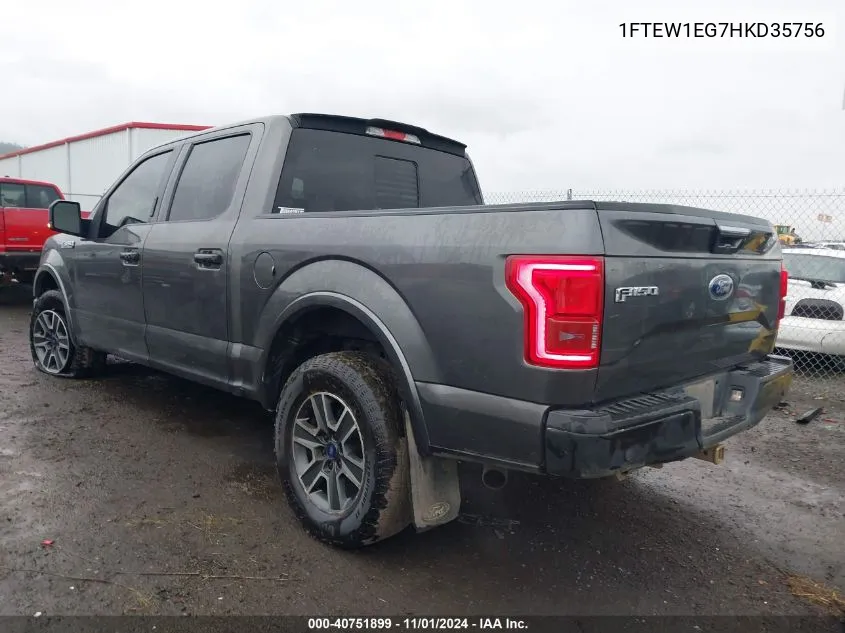 2017 Ford F-150 Lariat VIN: 1FTEW1EG7HKD35756 Lot: 40751899