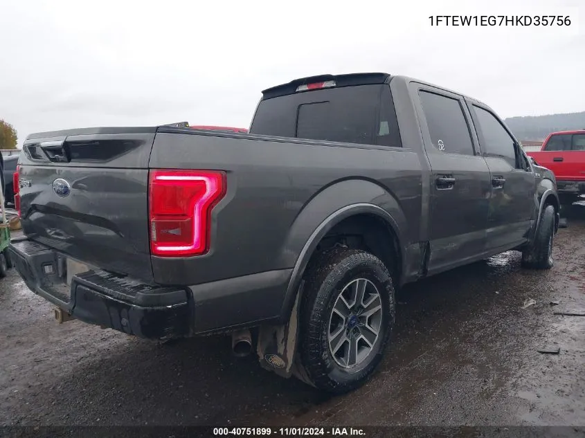 2017 Ford F-150 Lariat VIN: 1FTEW1EG7HKD35756 Lot: 40751899