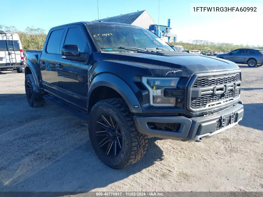 2017 Ford F-150 Raptor VIN: 1FTFW1RG3HFA60992 Lot: 40770917