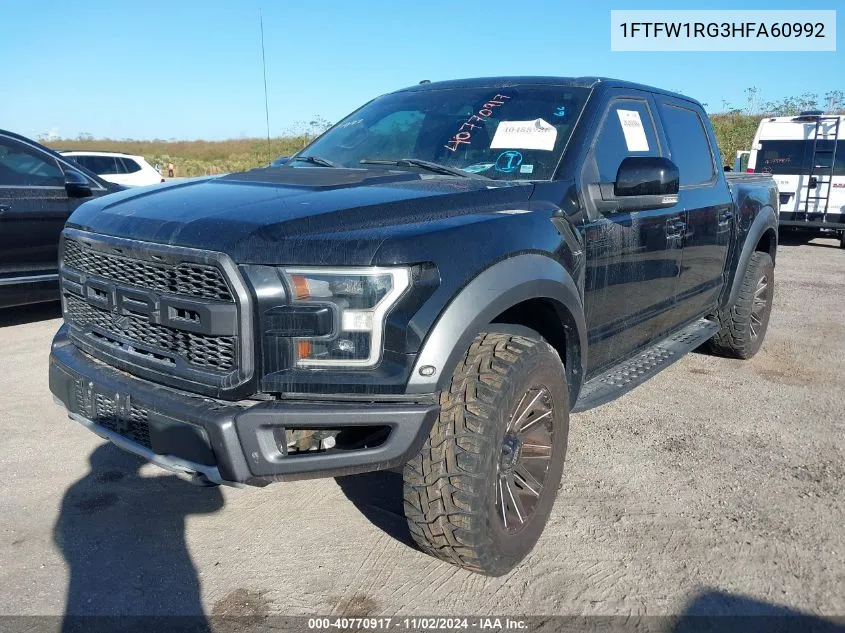 2017 Ford F-150 Raptor VIN: 1FTFW1RG3HFA60992 Lot: 40770917