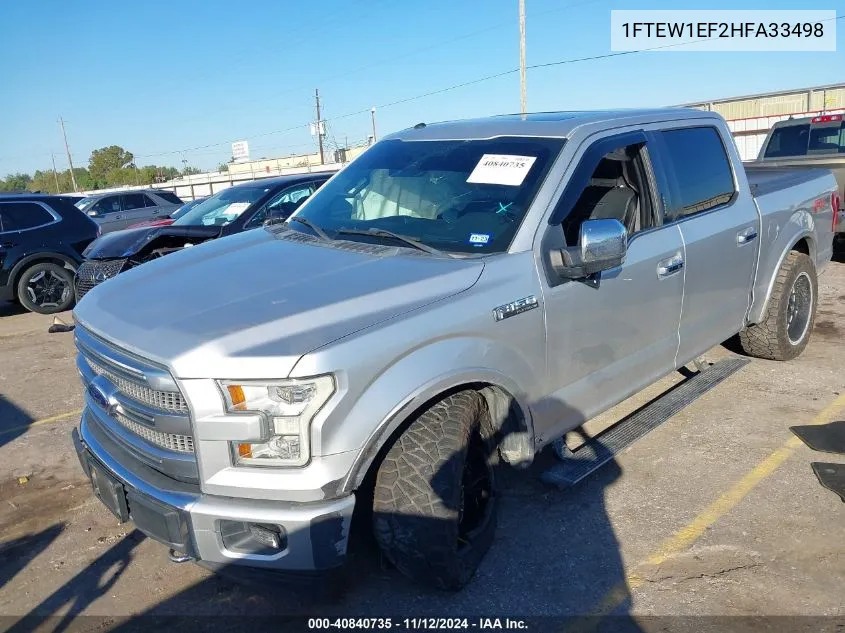 2017 Ford F-150 Platinum VIN: 1FTEW1EF2HFA33498 Lot: 40840735