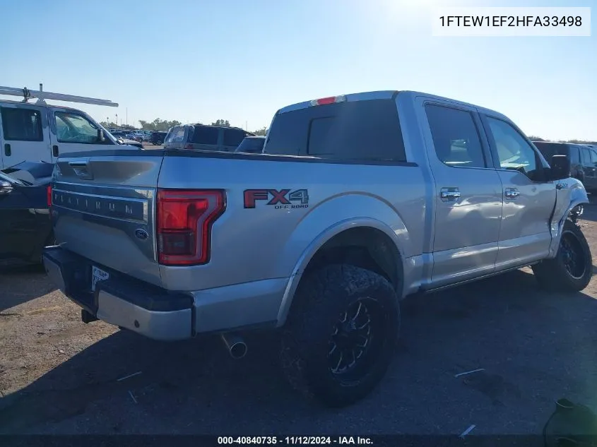 2017 Ford F-150 Platinum VIN: 1FTEW1EF2HFA33498 Lot: 40840735