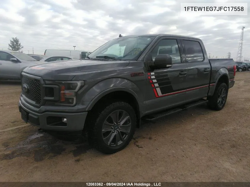 2018 Ford F150 Supercrew VIN: 1FTEW1EG7JFC17558 Lot: 12083362