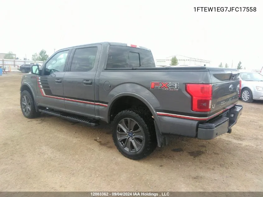 2018 Ford F150 Supercrew VIN: 1FTEW1EG7JFC17558 Lot: 12083362