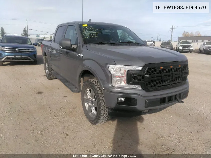 2018 Ford F150 Supercrew VIN: 1FTEW1EG8JFD64570 Lot: 12114590