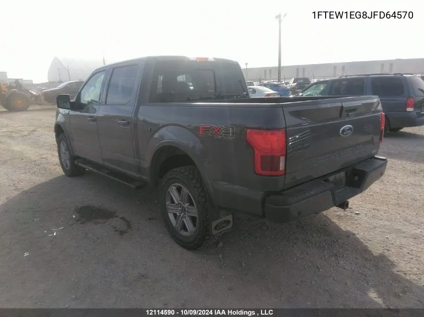 2018 Ford F150 Supercrew VIN: 1FTEW1EG8JFD64570 Lot: 12114590