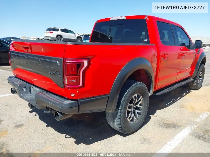 2018 Ford F-150 Raptor VIN: 1FTFW1RG7JFD73727 Lot: 39351528