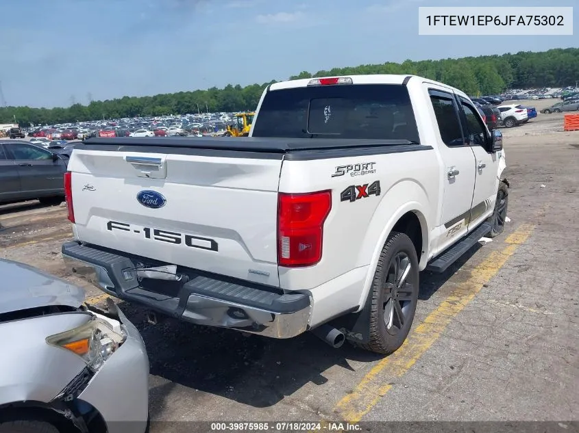 2018 Ford F-150 Lariat VIN: 1FTEW1EP6JFA75302 Lot: 39875985