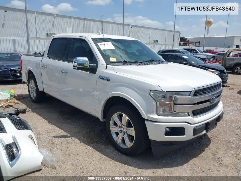 2018 Ford F-150 Platinum VIN: 1FTEW1C53JFB43640 Lot: 39957337