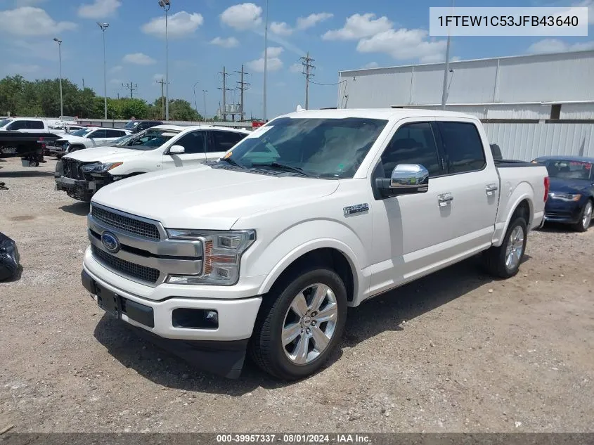 2018 Ford F-150 Platinum VIN: 1FTEW1C53JFB43640 Lot: 39957337