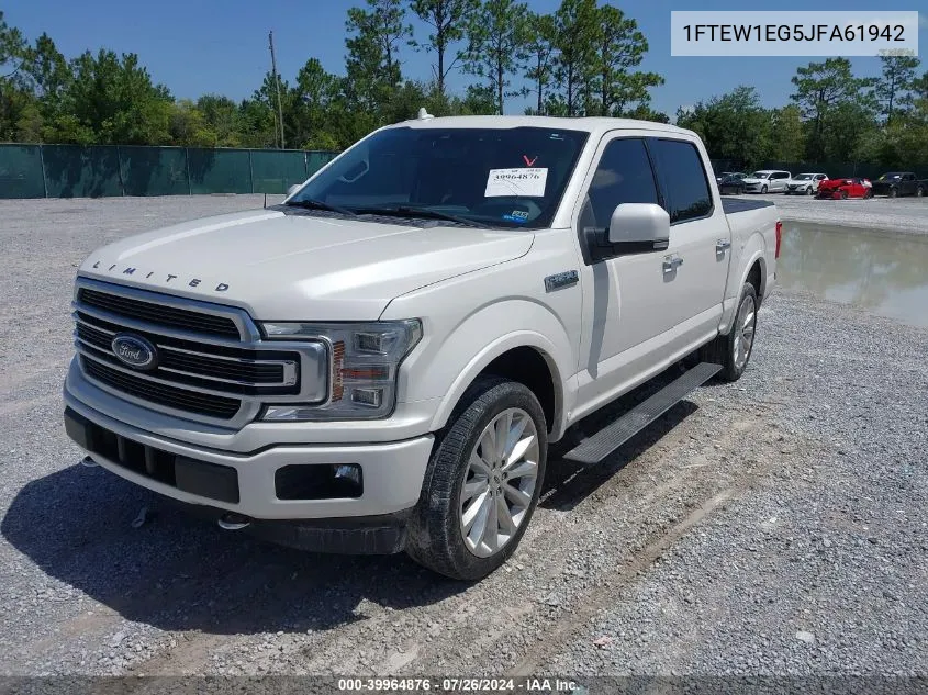 2018 Ford F-150 Limited VIN: 1FTEW1EG5JFA61942 Lot: 39964876