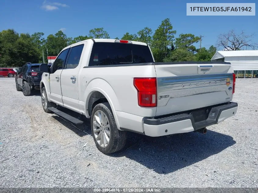 2018 Ford F-150 Limited VIN: 1FTEW1EG5JFA61942 Lot: 39964876