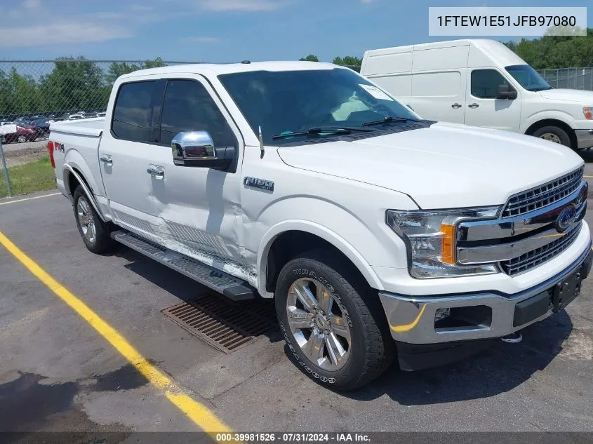 2018 Ford F-150 Lariat VIN: 1FTEW1E51JFB97080 Lot: 39981526