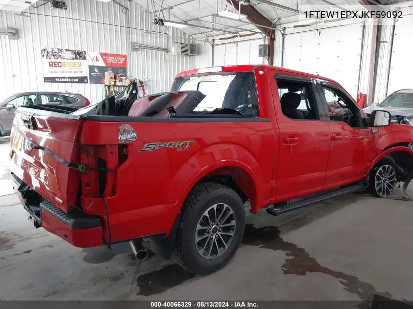 2018 Ford F-150 Xlt VIN: 1FTEW1EPXJKF59092 Lot: 40066329