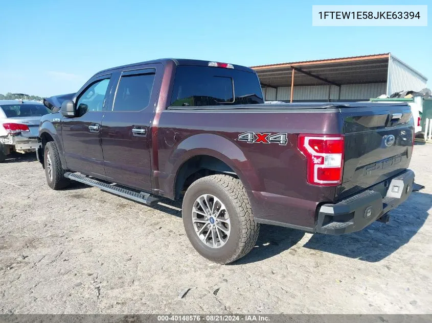 2018 Ford F150 Supercrew VIN: 1FTEW1E58JKE63394 Lot: 40148576