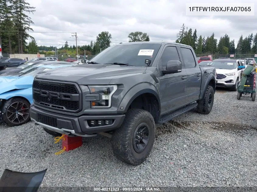 2018 Ford F-150 Raptor VIN: 1FTFW1RGXJFA07065 Lot: 40212323