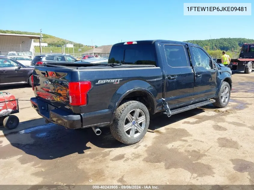 2018 Ford F-150 Lariat VIN: 1FTEW1EP6JKE09481 Lot: 40243905