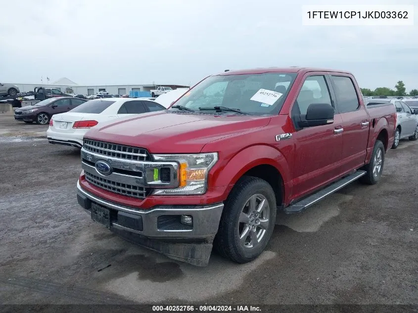 2018 Ford F150 Supercrew VIN: 1FTEW1CP1JKD03362 Lot: 40252756